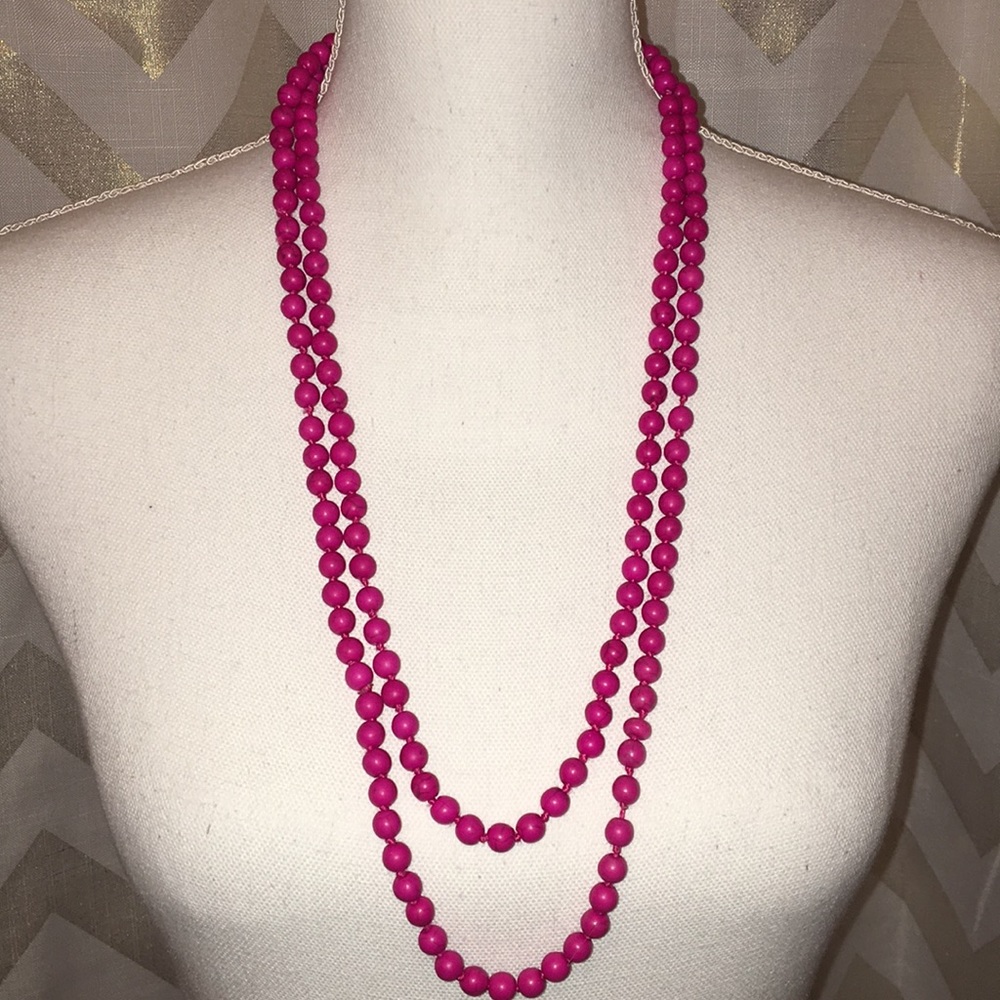 Hot Pink Long Double Wrap Necklace